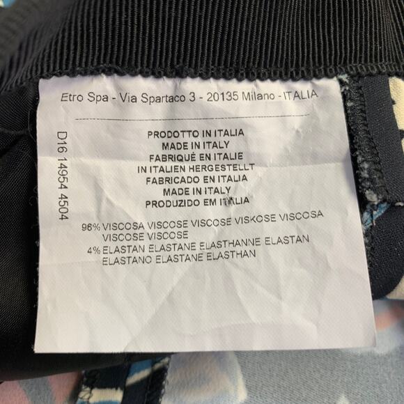 ETRO Size L Black Multi Color Viscose Blend Abstract Floral Tapered Dress Pants - Picture 8 of 8